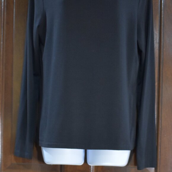 Talbots Silk Blend Long Sleeve Scoop Neck Blouse Size Large Black - Picture 12 of 12